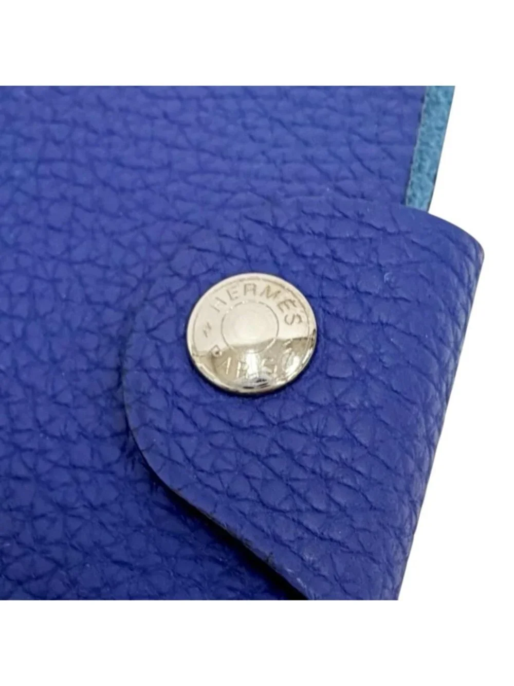 Hermes Ulysse Mini Note Cover Togo Blue Brighton Clou de Selle Snap Button